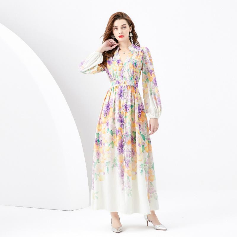 Dresses | Womens Halliday Floral Gathered Maxi Dress In Multi Watercolour Floral Clothing Dresses